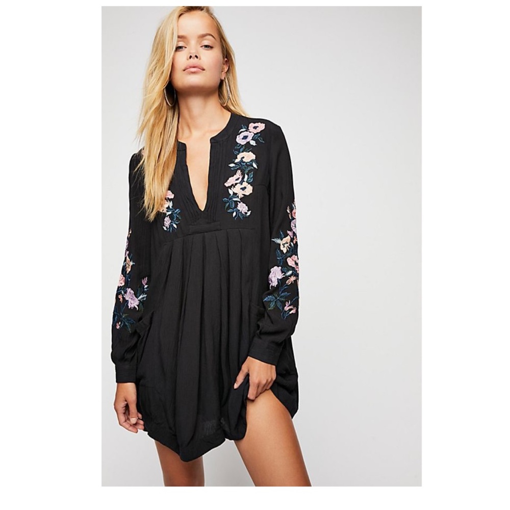 Free People Mia Gauze Embroidered Mini Dress